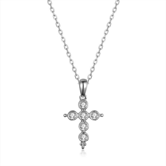Real Diamond Cross Religious Pendant White Gold